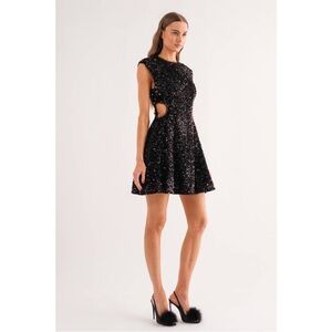 NEW SOFIE THE LABEL Veronika Sequin Mini Dress in Black Size Small with Cuouts